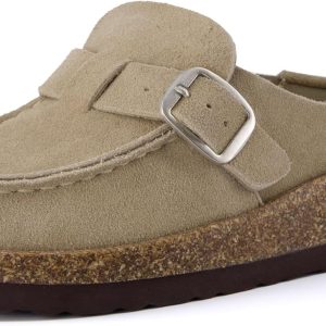 CUSHIONAIRE Women's Hobby Genuine Leather Cork Footbed Clog with +Comfort