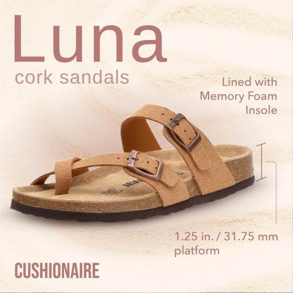 CUSHIONAIRE Women's Luna Cork Footbed Sandal With +Comfort - Image 41