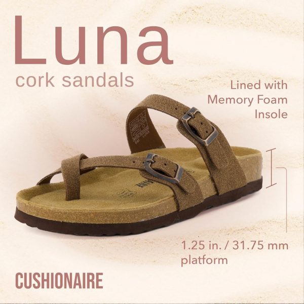 CUSHIONAIRE Women's Luna Cork Footbed Sandal With +Comfort - Image 49