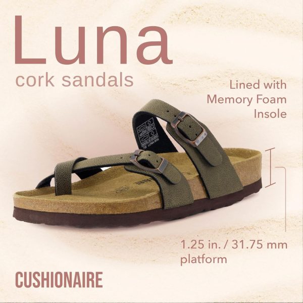 CUSHIONAIRE Women's Luna Cork Footbed Sandal With +Comfort - Image 103