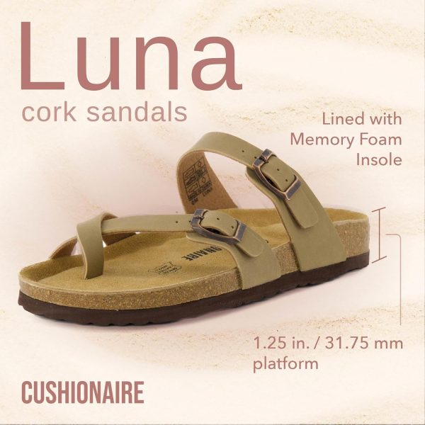 CUSHIONAIRE Women's Luna Cork Footbed Sandal With +Comfort - Image 111