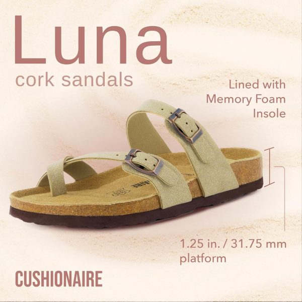 CUSHIONAIRE Women's Luna Cork Footbed Sandal With +Comfort - Image 143