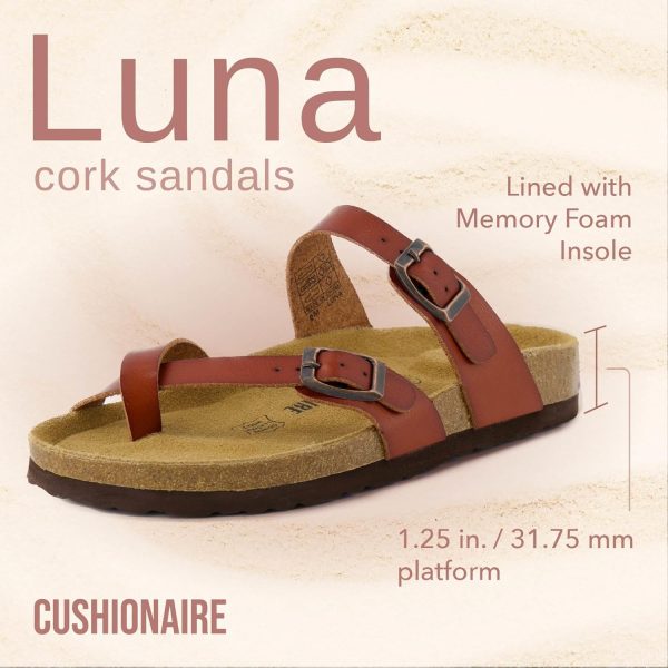 CUSHIONAIRE Women's Luna Cork Footbed Sandal With +Comfort - Image 151