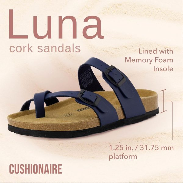 CUSHIONAIRE Women's Luna Cork Footbed Sandal With +Comfort - Image 159