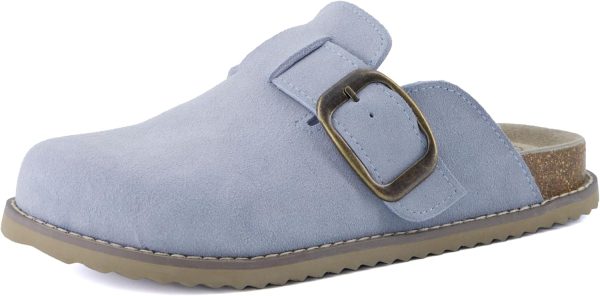 CUSHIONAIRE Women's Blain Genuine Suede Slip-On Clogs with + Memory Foam & Chic Buckle Mule - Comfortable, Non-Slip, Wide Widths Available - Image 10