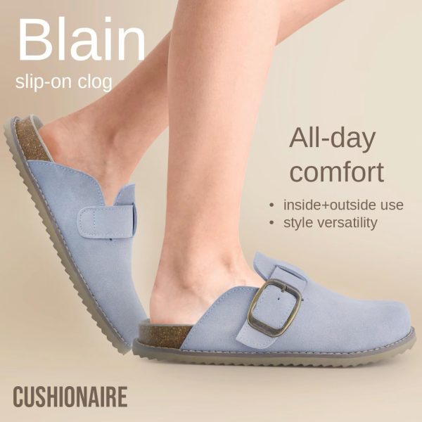 CUSHIONAIRE Women's Blain Genuine Suede Slip-On Clogs with + Memory Foam & Chic Buckle Mule - Comfortable, Non-Slip, Wide Widths Available - Image 11
