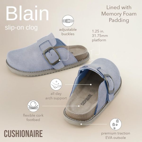 CUSHIONAIRE Women's Blain Genuine Suede Slip-On Clogs with + Memory Foam & Chic Buckle Mule - Comfortable, Non-Slip, Wide Widths Available - Image 12