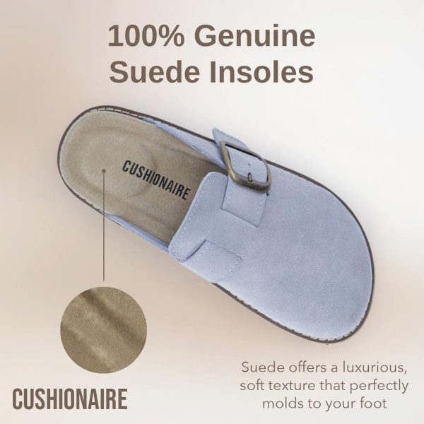 CUSHIONAIRE Women's Blain Genuine Suede Slip-On Clogs with + Memory Foam & Chic Buckle Mule - Comfortable, Non-Slip, Wide Widths Available - Image 13