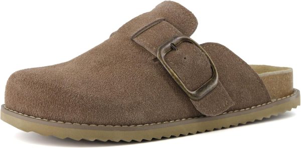 CUSHIONAIRE Women's Blain Genuine Suede Slip-On Clogs with + Memory Foam & Chic Buckle Mule - Comfortable, Non-Slip, Wide Widths Available - Image 19