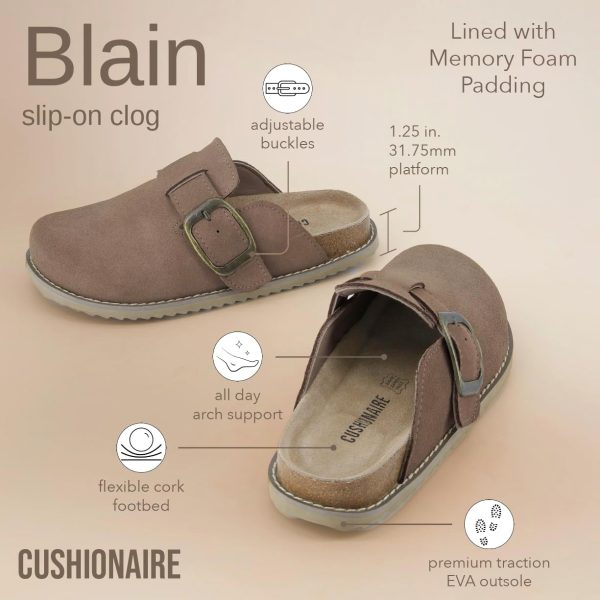 CUSHIONAIRE Women's Blain Genuine Suede Slip-On Clogs with + Memory Foam & Chic Buckle Mule - Comfortable, Non-Slip, Wide Widths Available - Image 21