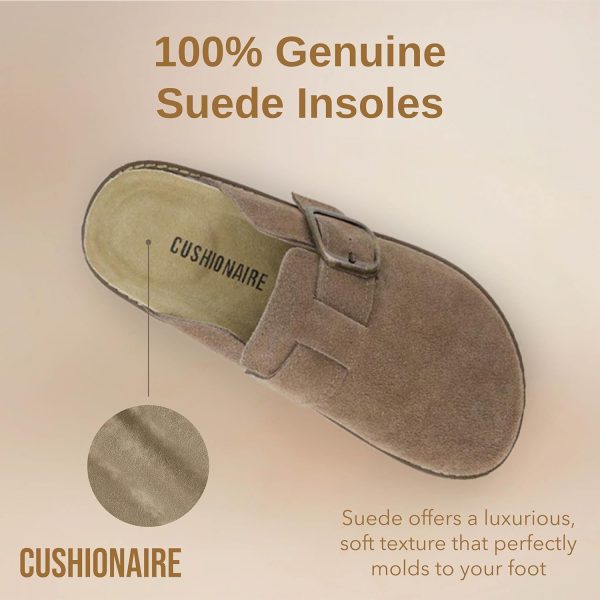 CUSHIONAIRE Women's Blain Genuine Suede Slip-On Clogs with + Memory Foam & Chic Buckle Mule - Comfortable, Non-Slip, Wide Widths Available - Image 22