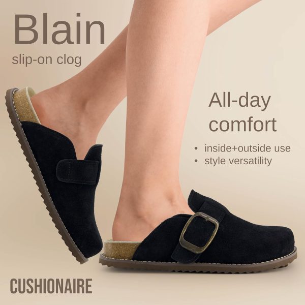 CUSHIONAIRE Women's Blain Genuine Suede Slip-On Clogs with + Memory Foam & Chic Buckle Mule - Comfortable, Non-Slip, Wide Widths Available - Image 29