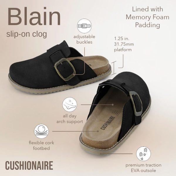 CUSHIONAIRE Women's Blain Genuine Suede Slip-On Clogs with + Memory Foam & Chic Buckle Mule - Comfortable, Non-Slip, Wide Widths Available - Image 30