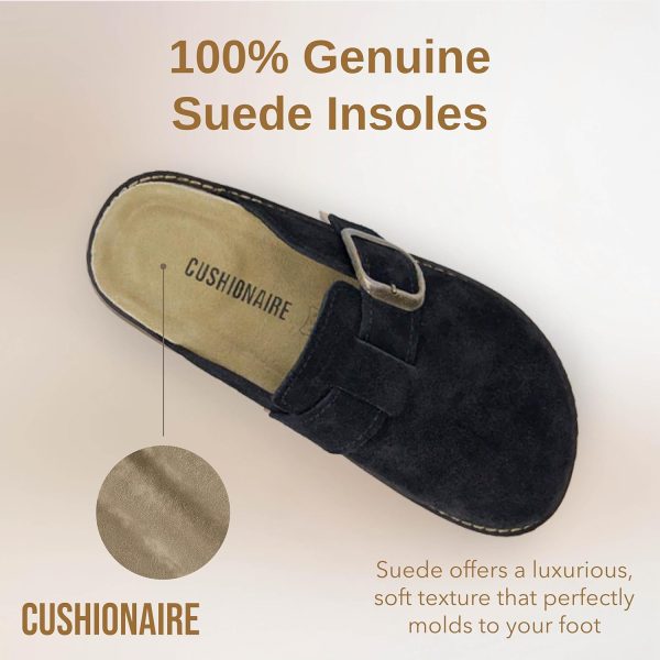 CUSHIONAIRE Women's Blain Genuine Suede Slip-On Clogs with + Memory Foam & Chic Buckle Mule - Comfortable, Non-Slip, Wide Widths Available - Image 31