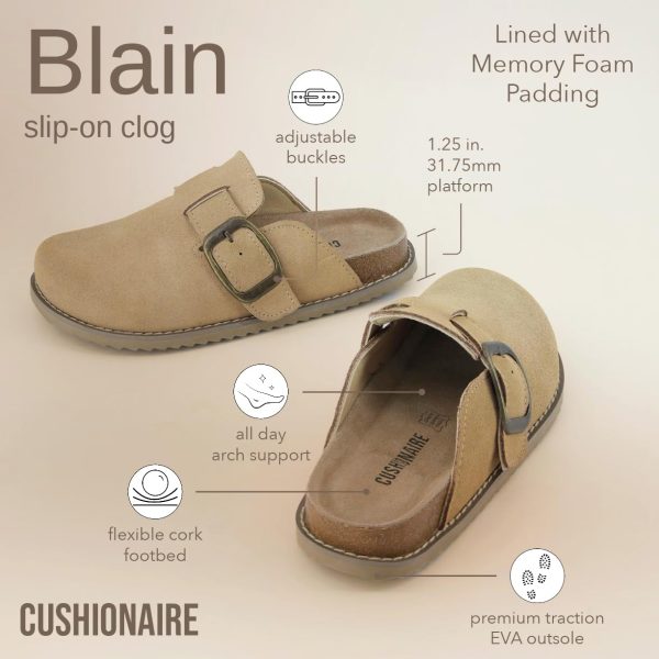 CUSHIONAIRE Women's Blain Genuine Suede Slip-On Clogs with + Memory Foam & Chic Buckle Mule - Comfortable, Non-Slip, Wide Widths Available - Image 39