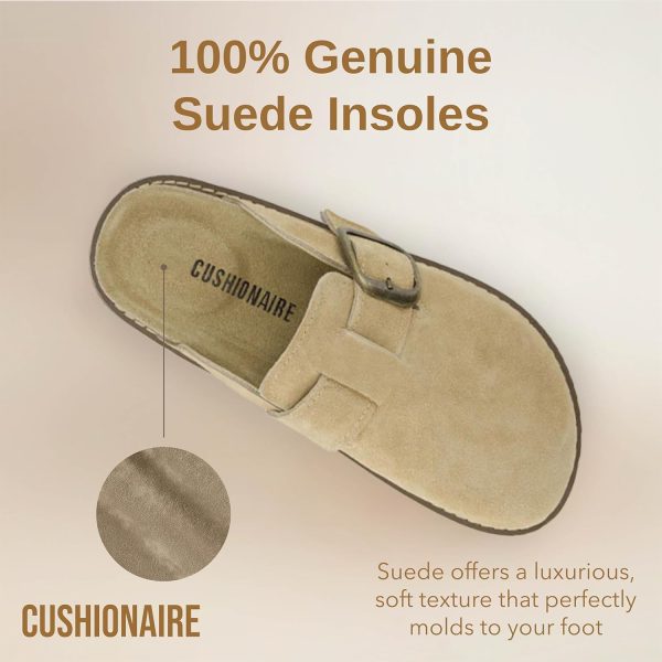 CUSHIONAIRE Women's Blain Genuine Suede Slip-On Clogs with + Memory Foam & Chic Buckle Mule - Comfortable, Non-Slip, Wide Widths Available - Image 40