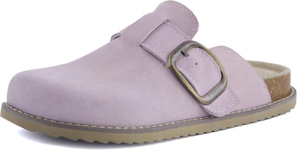 CUSHIONAIRE Women's Blain Genuine Suede Slip-On Clogs with + Memory Foam & Chic Buckle Mule - Comfortable, Non-Slip, Wide Widths Available - Image 46