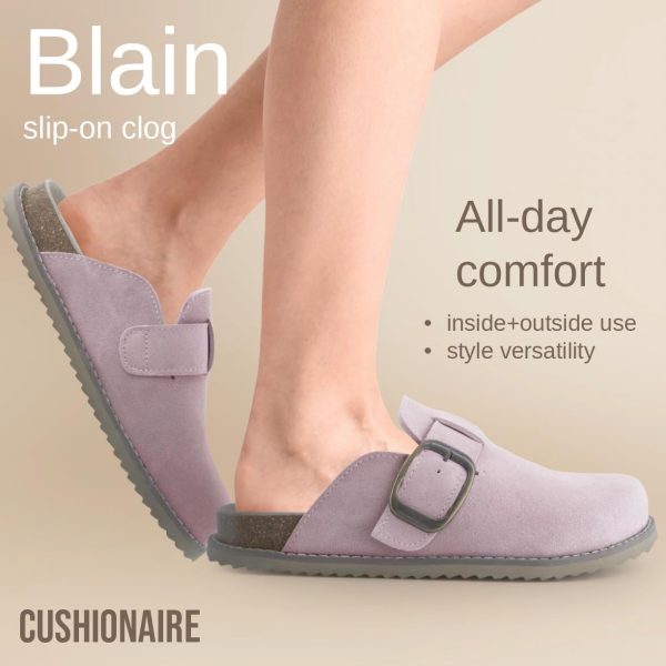 CUSHIONAIRE Women's Blain Genuine Suede Slip-On Clogs with + Memory Foam & Chic Buckle Mule - Comfortable, Non-Slip, Wide Widths Available - Image 47