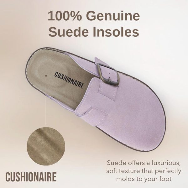 CUSHIONAIRE Women's Blain Genuine Suede Slip-On Clogs with + Memory Foam & Chic Buckle Mule - Comfortable, Non-Slip, Wide Widths Available - Image 49