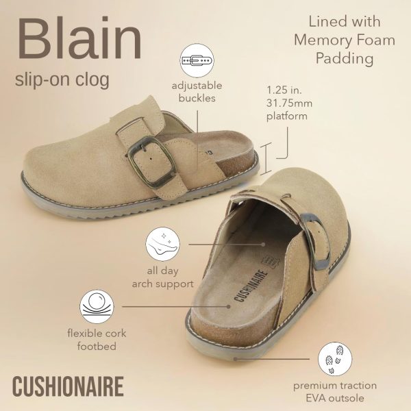 CUSHIONAIRE Women's Blain Genuine Suede Slip-On Clogs with + Memory Foam & Chic Buckle Mule - Comfortable, Non-Slip, Wide Widths Available - Image 57