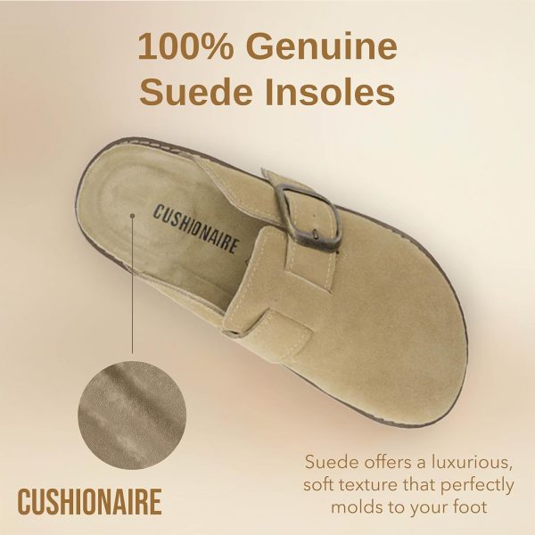 CUSHIONAIRE Women's Blain Genuine Suede Slip-On Clogs with + Memory Foam & Chic Buckle Mule - Comfortable, Non-Slip, Wide Widths Available - Image 58