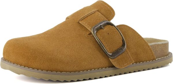 CUSHIONAIRE Women's Blain Genuine Suede Slip-On Clogs with + Memory Foam & Chic Buckle Mule - Comfortable, Non-Slip, Wide Widths Available - Image 64