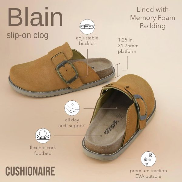 CUSHIONAIRE Women's Blain Genuine Suede Slip-On Clogs with + Memory Foam & Chic Buckle Mule - Comfortable, Non-Slip, Wide Widths Available - Image 66