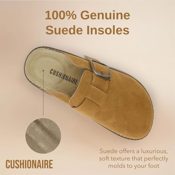 CUSHIONAIRE Women's Blain Genuine Suede Slip-On Clogs with + Memory Foam & Chic Buckle Mule - Comfortable, Non-Slip, Wide Widths Available - Image 67
