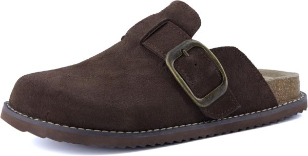 CUSHIONAIRE Women's Blain Genuine Suede Slip-On Clogs with + Memory Foam & Chic Buckle Mule - Comfortable, Non-Slip, Wide Widths Available - Image 73