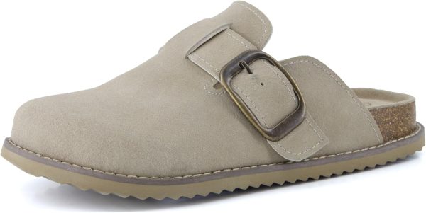 CUSHIONAIRE Women's Blain Genuine Suede Slip-On Clogs with + Memory Foam & Chic Buckle Mule - Comfortable, Non-Slip, Wide Widths Available - Image 81