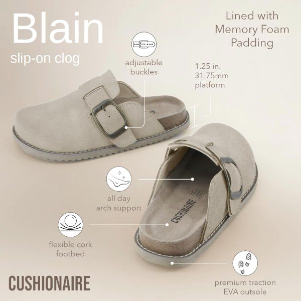 CUSHIONAIRE Women's Blain Genuine Suede Slip-On Clogs with + Memory Foam & Chic Buckle Mule - Comfortable, Non-Slip, Wide Widths Available - Image 83