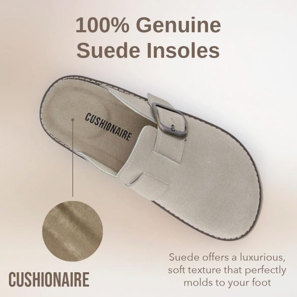 CUSHIONAIRE Women's Blain Genuine Suede Slip-On Clogs with + Memory Foam & Chic Buckle Mule - Comfortable, Non-Slip, Wide Widths Available - Image 84
