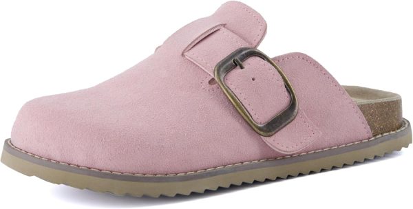 CUSHIONAIRE Women's Blain Genuine Suede Slip-On Clogs with + Memory Foam & Chic Buckle Mule - Comfortable, Non-Slip, Wide Widths Available - Image 90