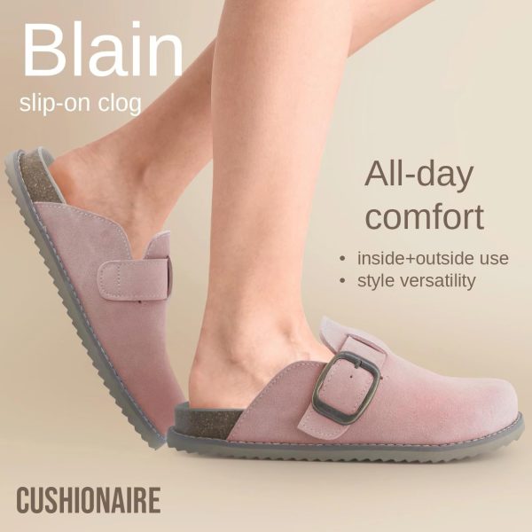 CUSHIONAIRE Women's Blain Genuine Suede Slip-On Clogs with + Memory Foam & Chic Buckle Mule - Comfortable, Non-Slip, Wide Widths Available - Image 91