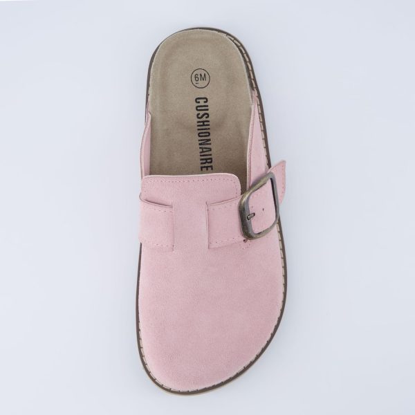 CUSHIONAIRE Women's Blain Genuine Suede Slip-On Clogs with + Memory Foam & Chic Buckle Mule - Comfortable, Non-Slip, Wide Widths Available - Image 98