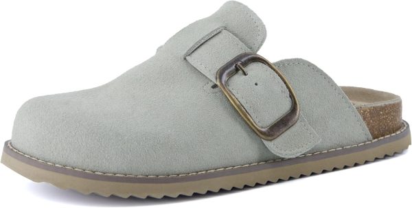 CUSHIONAIRE Women's Blain Genuine Suede Slip-On Clogs with + Memory Foam & Chic Buckle Mule - Comfortable, Non-Slip, Wide Widths Available - Image 99