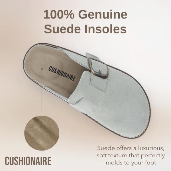 CUSHIONAIRE Women's Blain Genuine Suede Slip-On Clogs with + Memory Foam & Chic Buckle Mule - Comfortable, Non-Slip, Wide Widths Available - Image 102