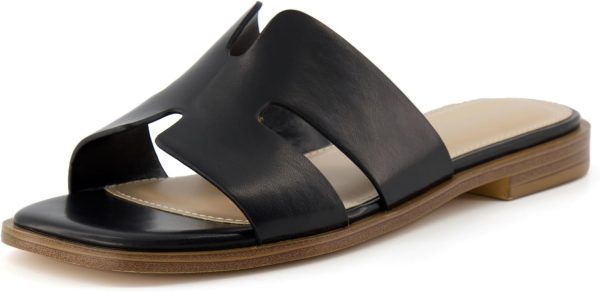 CUSHIONAIRE Voyage Cutout Strap Slides for Women, Slip On Summer Flats, Trendy Footwear, Comfortable Vacation Style Sandals for Women 2025