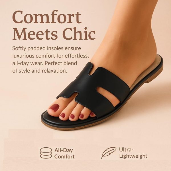 CUSHIONAIRE Voyage Cutout Strap Slides for Women, Slip On Summer Flats, Trendy Footwear, Comfortable Vacation Style Sandals for Women 2025 - Image 3