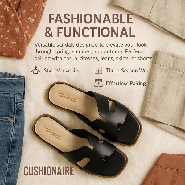 CUSHIONAIRE Voyage Cutout Strap Slides for Women, Slip On Summer Flats, Trendy Footwear, Comfortable Vacation Style Sandals for Women 2025 - Image 7