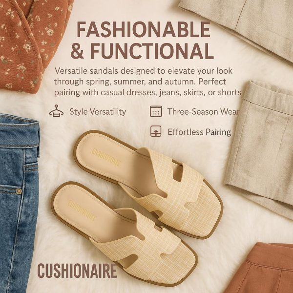 CUSHIONAIRE Voyage Cutout Strap Slides for Women, Slip On Summer Flats, Trendy Footwear, Comfortable Vacation Style Sandals for Women 2025 - Image 14
