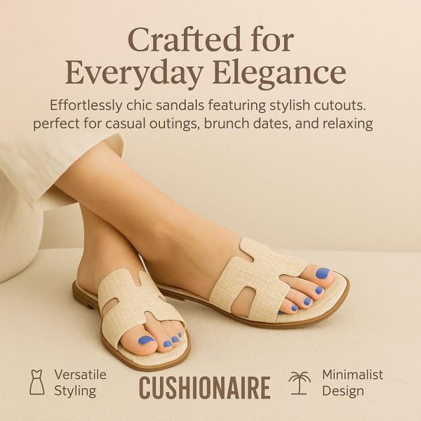 CUSHIONAIRE Voyage Cutout Strap Slides for Women, Slip On Summer Flats, Trendy Footwear, Comfortable Vacation Style Sandals for Women 2025 - Image 15