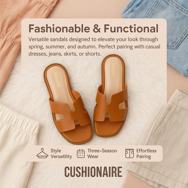 CUSHIONAIRE Voyage Cutout Strap Slides for Women, Slip On Summer Flats, Trendy Footwear, Comfortable Vacation Style Sandals for Women 2025 - Image 21