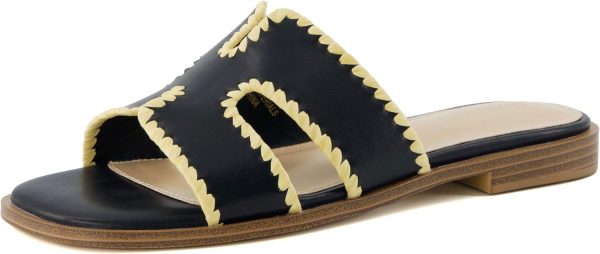 CUSHIONAIRE Voyage Cutout Strap Slides for Women, Slip On Summer Flats, Trendy Footwear, Comfortable Vacation Style Sandals for Women 2025 - Image 38