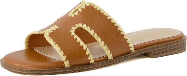 CUSHIONAIRE Voyage Cutout Strap Slides for Women, Slip On Summer Flats, Trendy Footwear, Comfortable Vacation Style Sandals for Women 2025 - Image 43