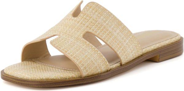 CUSHIONAIRE Voyage Cutout Strap Slides for Women, Slip On Summer Flats, Trendy Footwear, Comfortable Vacation Style Sandals for Women 2025 - Image 46