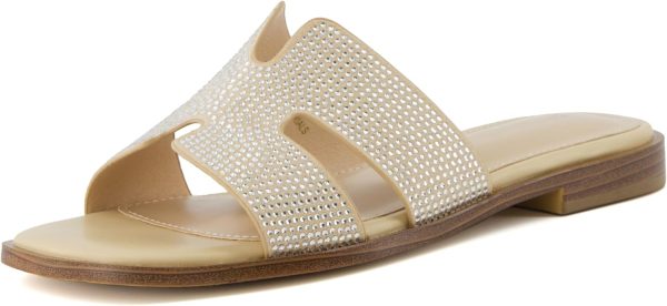 CUSHIONAIRE Voyage Cutout Strap Slides for Women, Slip On Summer Flats, Trendy Footwear, Comfortable Vacation Style Sandals for Women 2025 - Image 53