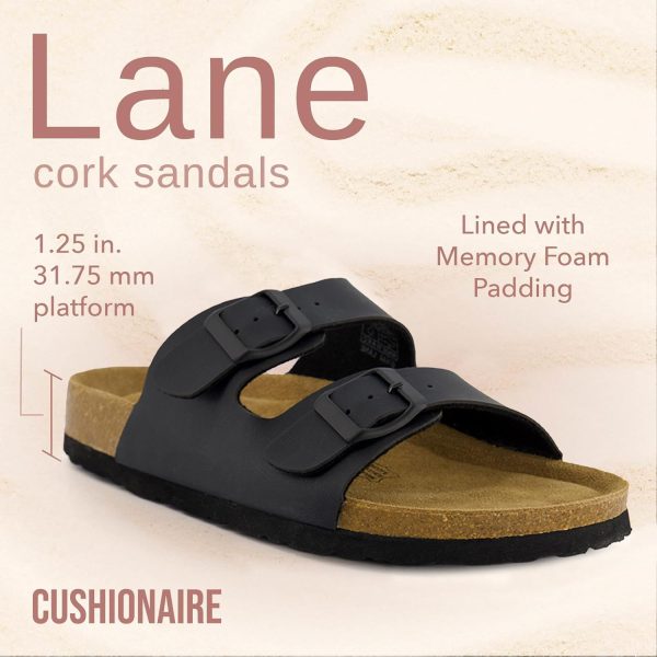 CUSHIONAIRE Lane Cork Footbed Sandals for Women – Comfortable Double Buckle Slip-On with Genuine Suede Footbed & Arch Support Slides for Women Footwear - Image 2