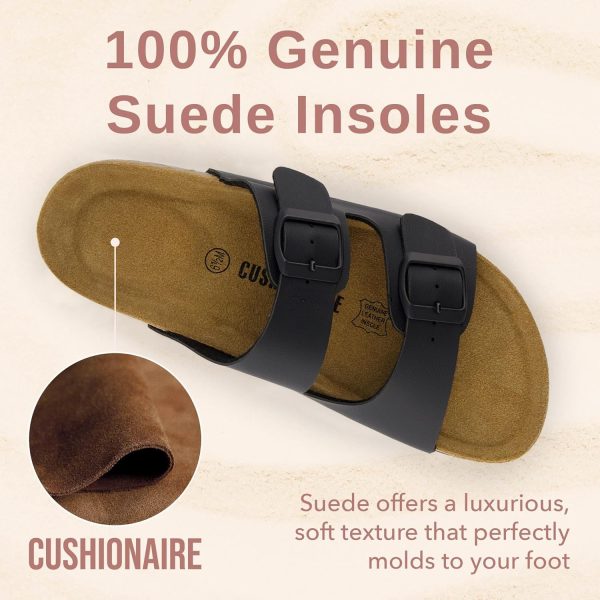 CUSHIONAIRE Lane Cork Footbed Sandals for Women – Comfortable Double Buckle Slip-On with Genuine Suede Footbed & Arch Support Slides for Women Footwear - Image 3