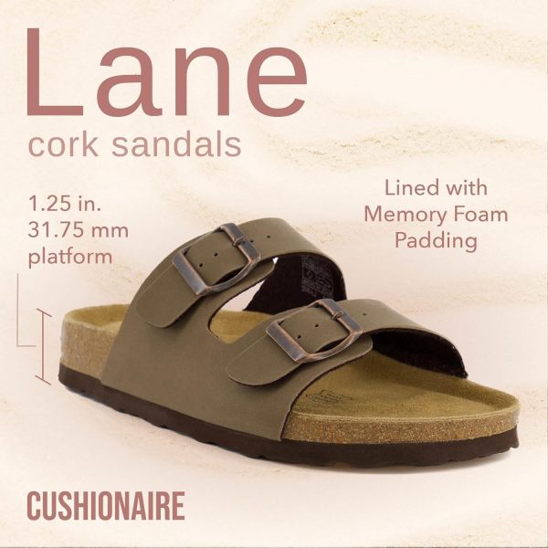CUSHIONAIRE Lane Cork Footbed Sandals for Women – Comfortable Double Buckle Slip-On with Genuine Suede Footbed & Arch Support Slides for Women Footwear - Image 11
